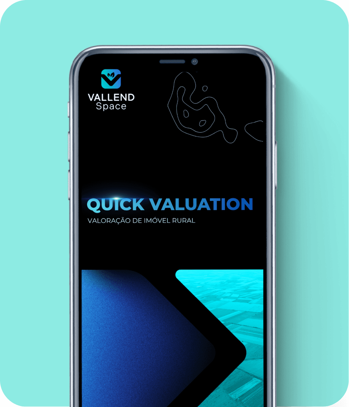 Celular exibindo a capa do Quick Valuation